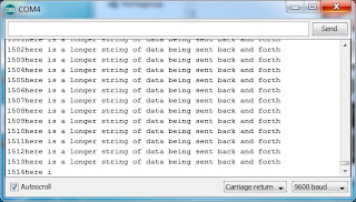 Arduino serial monitor displaying incoming UDP messages