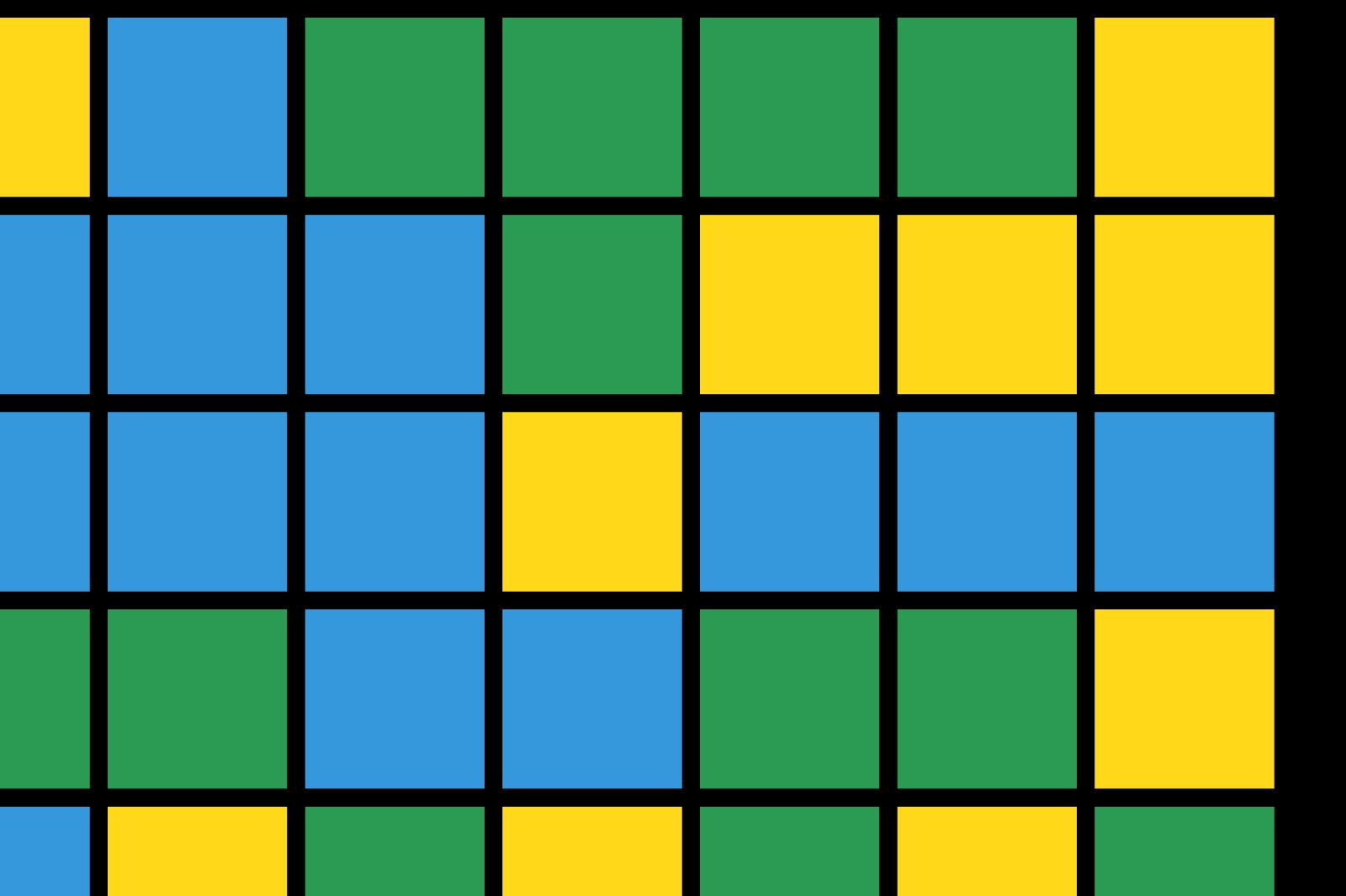CubeGrid's browser renderer showing a grid of blue, green and yellow cube faces