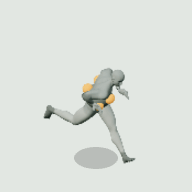 Exploder's sixteen-frame running cycle with orange markers